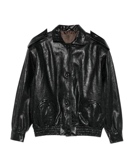 Blazé Milano Black Charlie Button-Fastening Bomber Jacket