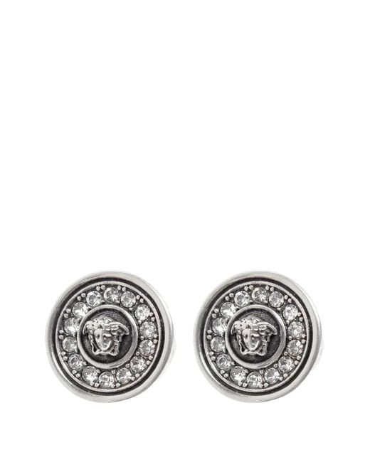 Versace White Medusa Crystal-Embellished Earrings