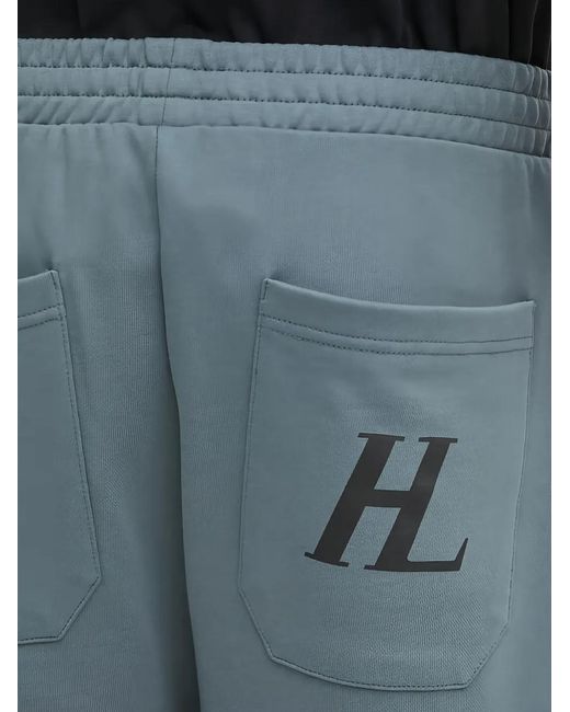 Helmut Lang Blue Logo Back-Pocket Shorts for men