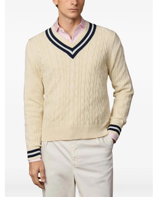 Hackett Natural Cable-Knit Cricket Sweater for men