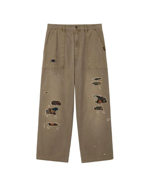 AFTERMATHS Green Paint-Splatter Distressed-Effect Jeans for men