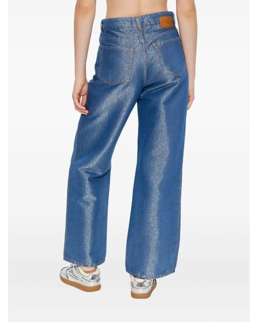Ganni Blue Metallic-Effect Jeans