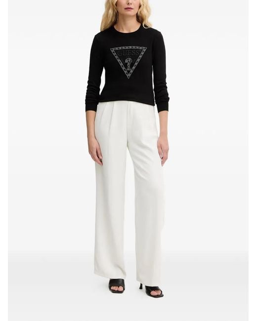 Guess Black Bead-Embellished Logo-Patch Jersey