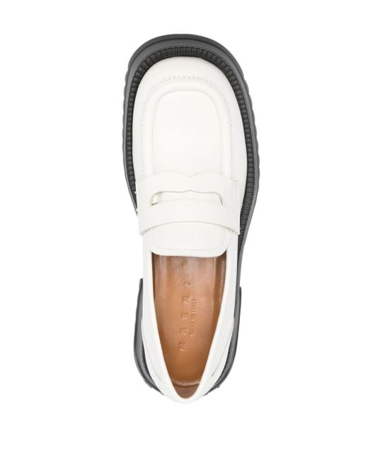 Marni White Two-tone Leather Loafers