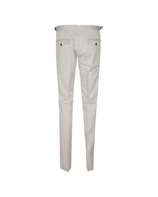 PT Torino Gray Herringbone-Pattern Side-Adjuster Trousers for men