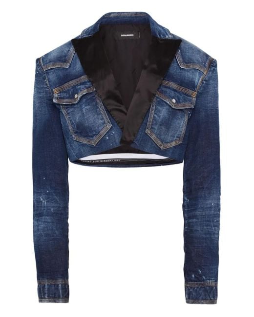 DSquared² Blue Cropped-Jacke Aus Denim