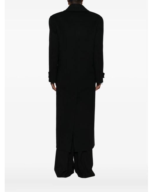 Saint Laurent Black Double-Breasted Wool Coat