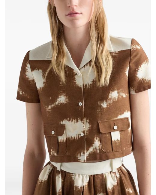 Prada Brown Printed Canvas Shirt