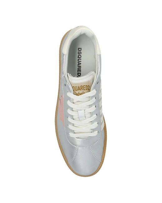 DSquared² White Rebel Leaf-Appliqué Sneakers