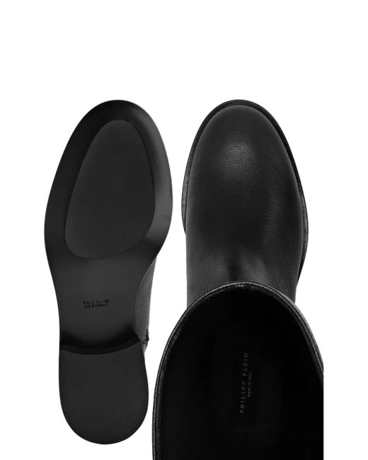 Philipp Plein Black Monogram-Debossed Boots