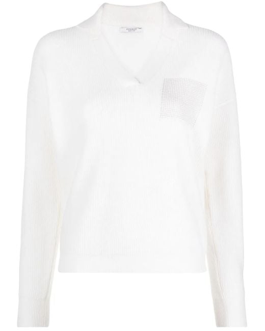 Jersey de canalé con cremallera Peserico de color White