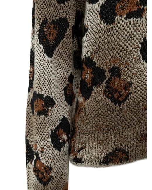 Cárdigan Con Estampado De Leopardo Laneus de color Metallic