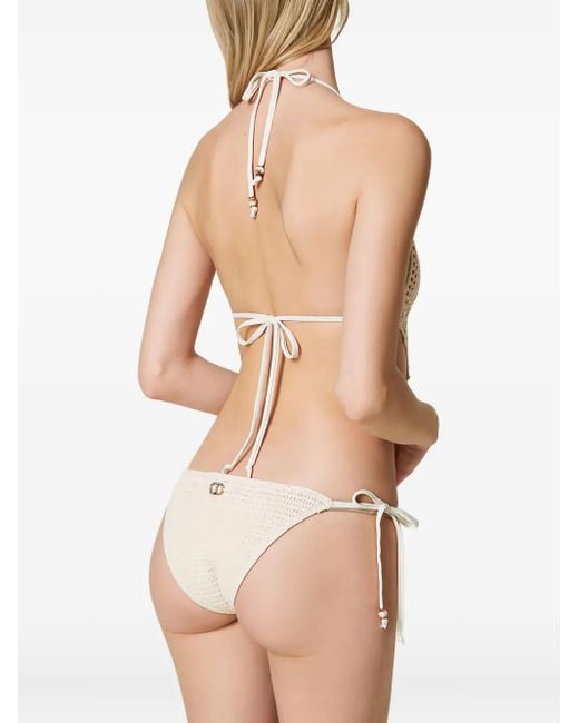 Twinset White Crochet Cut-Out Trikini