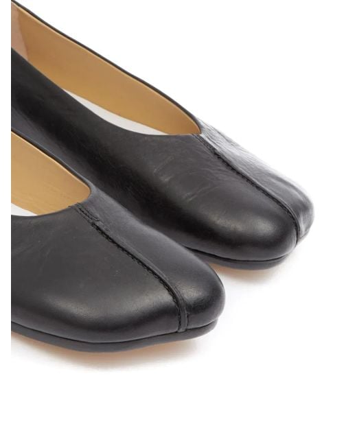 MM6 by Maison Margiela Gray Stitch-Out Leather Ballerina Shoes