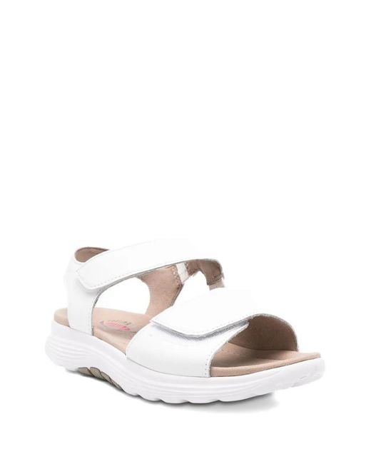 Gabor White Double-Strap Leather Sandals