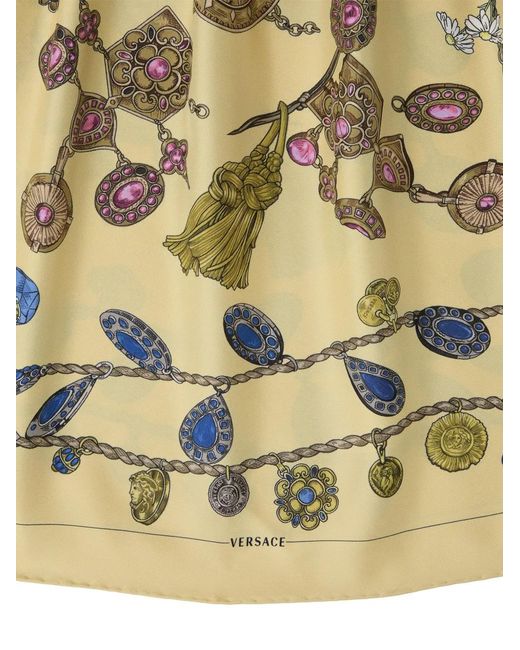 Versace Metallic Printed Silk Twill Midi Dress