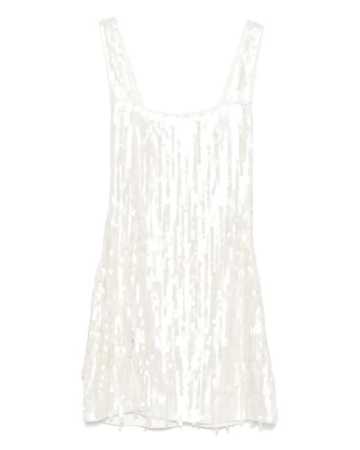 Staud White Le Sable Sequin-Embellished Mini Dress