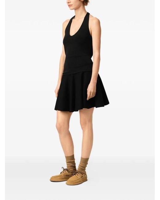AMI Black Jersey Backless Top