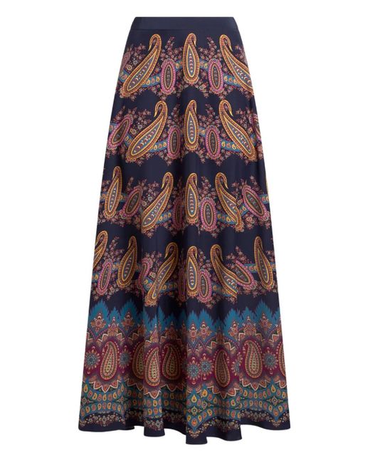 Etro Blue Paisley-Print Maxi Skirt