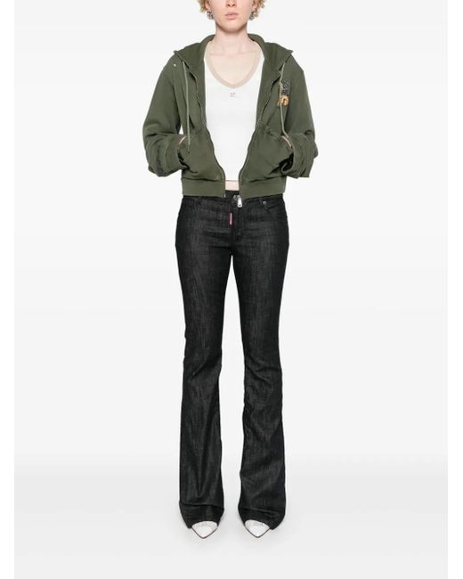 DSquared² Blue Flared Stretch Cotton Jeans With Mid-Rise And Distressed Effect
