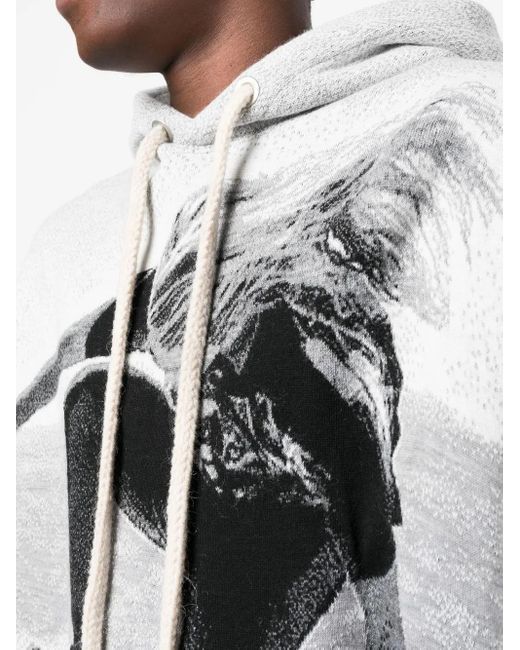 Palm Angels Gray Skater-Print Hoodie for men