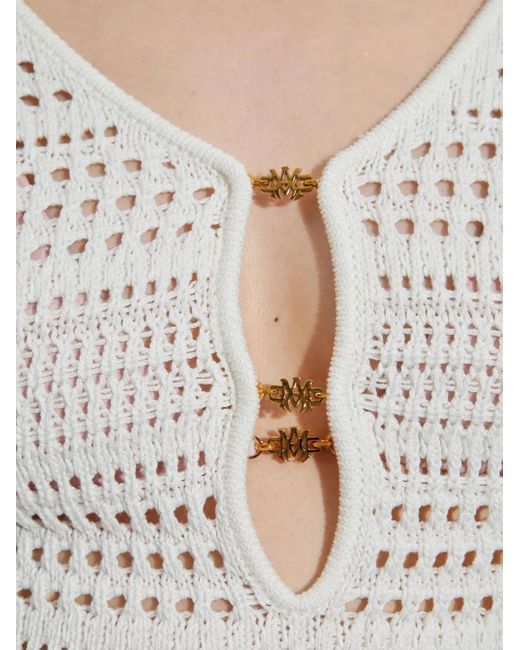 Amiri White Open-Knit Long-Sleeve Dress