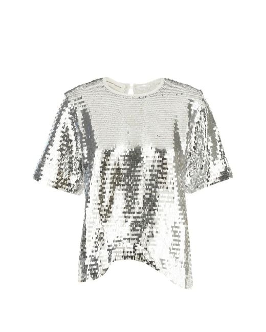 Niccolò Pasqualetti White Haut Asymétrique À Ornements En Sequins