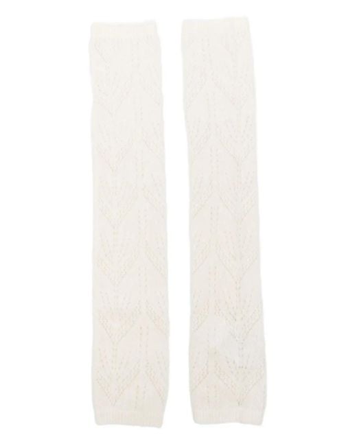P.A.R.O.S.H. White Patterned Fingerless Gloves
