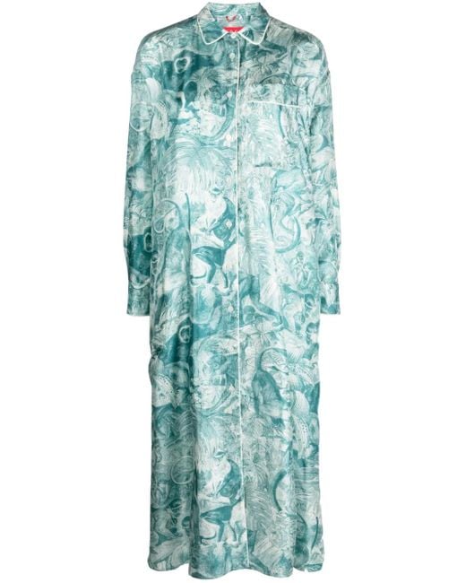 Vestido camisero con motivo de bosque F.R.S For Restless Sleepers de color Blue