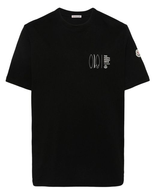Moncler Black Address-motif T-shirt for men