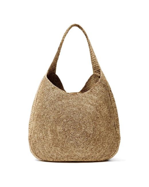 Stella McCartney White Sac Cabas En Raphia À Logo Perforé