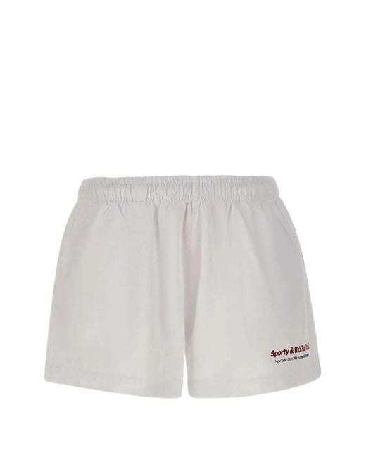 Sporty & Rich White Run Club Disco Logo-Print Shorts