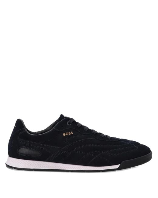 Boss Black Titanium Suede Panelled Sneakers for men