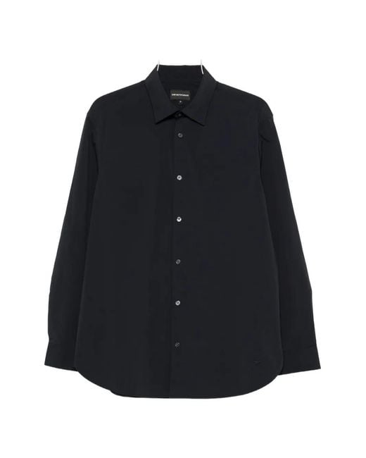 Emporio Armani Blue Button-Up Long-Sleeve Shirt for men