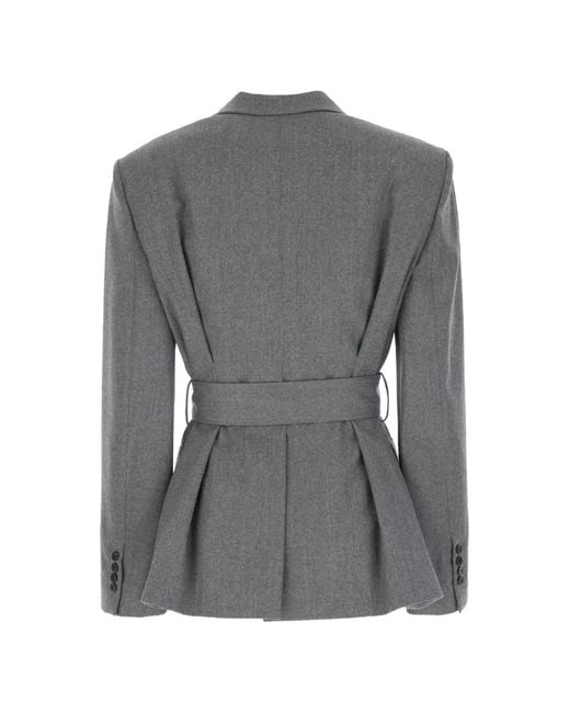 Lanvin Gray Belted Double-Breasted Jacket