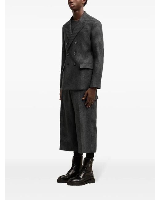 AMI Black Pinstriped Double-Breasted Blazer for men