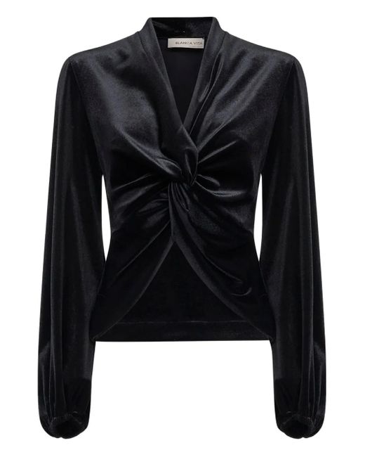 Blanca Vita Black Knot-Detailed Top