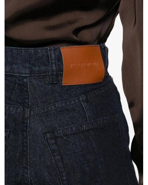 Viktor & Rolf Blue Logo-Patch Bootcut Jeans
