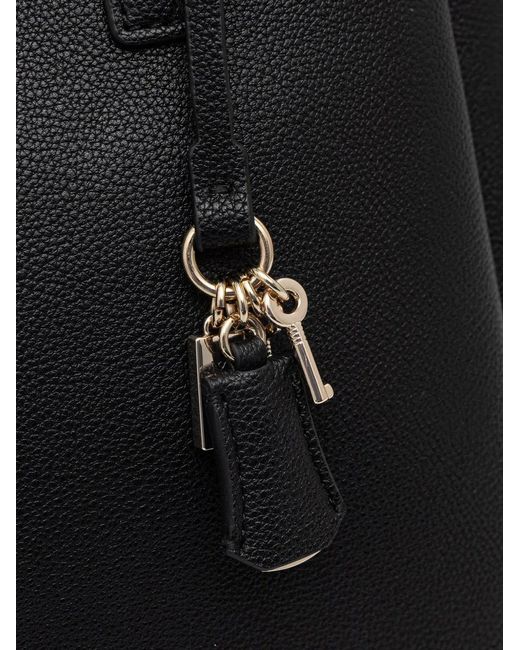 Guess Black Isola Logo-Plaque Pebble-Textured Tote Bag