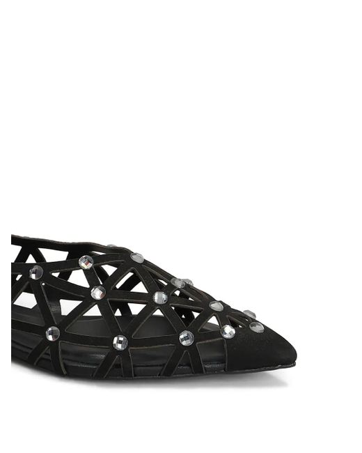 Carrano White Rhinestone-Embellished Ballerina Shoes