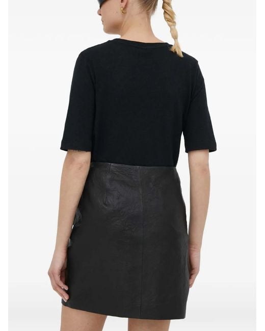 Day Birger et Mikkelsen Black Draped-Detail Mini Skirt