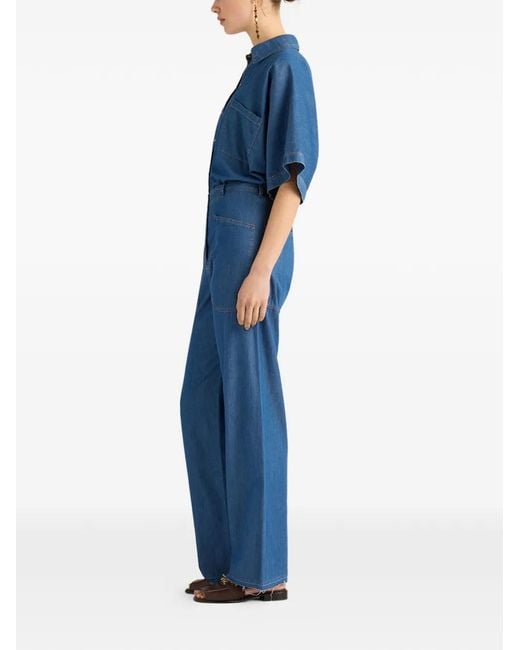 Momoní Blue Macao Patch-Pocket Wide-Leg Trousers
