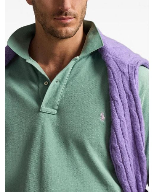 Polo Ralph Lauren Green Iconic Mesh Pony Polo Shirt for men