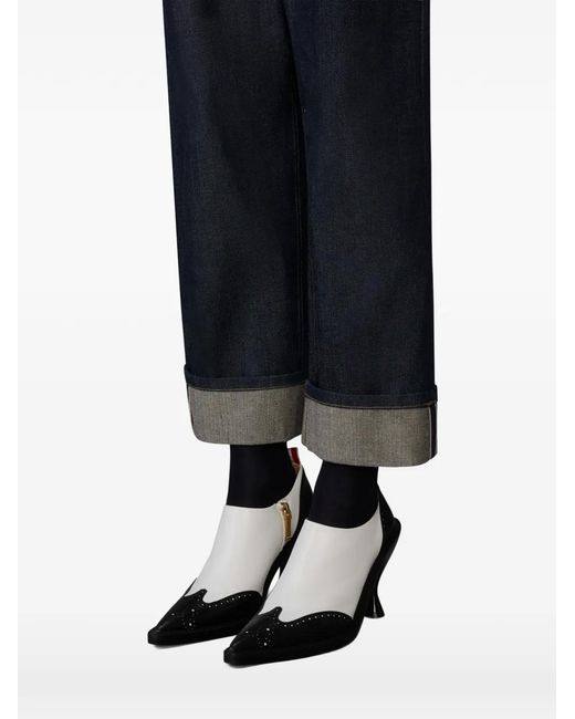 Thom Browne Blue Cuffed Jeans With Five Pockets