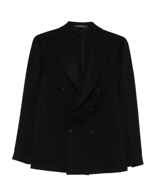 Tagliatore Black Double-Breasted Wool Jacket for men