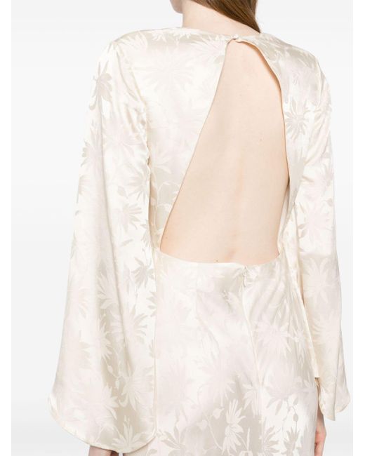 Rixo White Rosabella Floral-jacquard Silk Gown