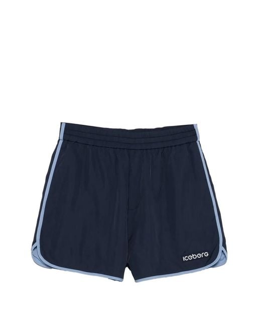 Iceberg Blue Contrasting-Trim Shorts