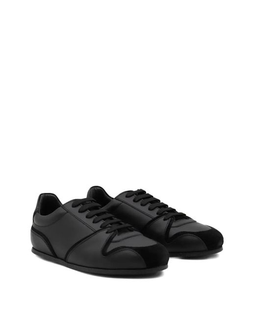 Moschino Black Leather Suede Panel Sneakers for men