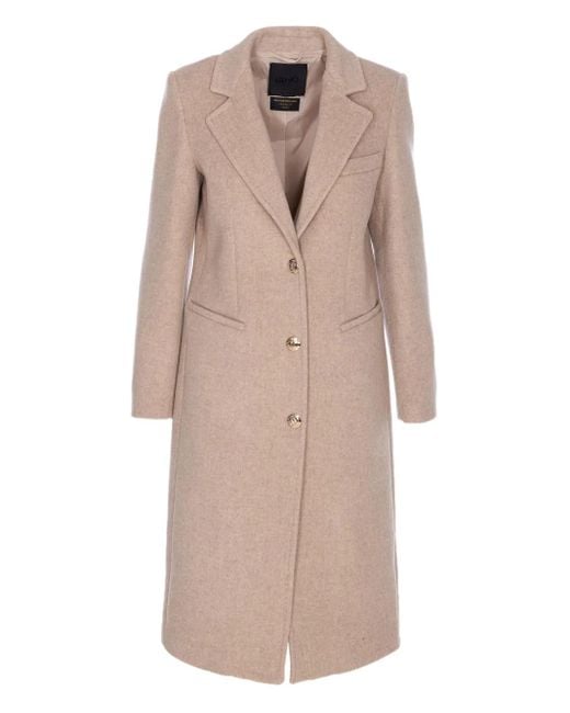 Liu Jo Natural Logo-Button V-Neck Coat