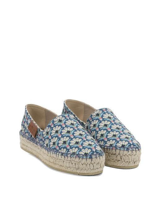 Etro Blue Espadrilles Fleuries À Plateforme